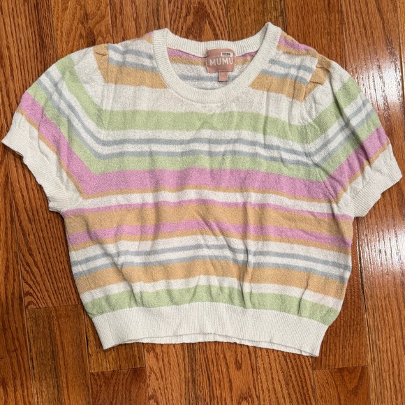 Show Me Your Mumu Simple Stripe Knit Sweater Multicolor Crop Top Medium - Picture 4 of 8